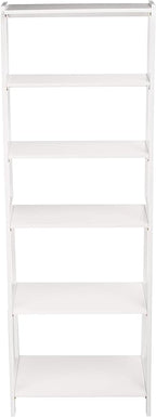 Amazon Basics Rubberwood 5 Shelf Ladder Bookcase, White, 15.03" D x 25.98" W x 74.48" H