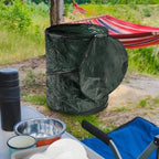 Wakeman Collapsible Trash Can - Pop Up 44-Gallon Outdoor Portable Garbage Bag Holder with Zippered Lid - Recycle Bin for Camping or Parties (Green)