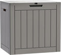 Modern-Depo 31 Gallon Waterproof Storage Deck Box Patio Furniture Organization Container with Lockable Lid, PP Outdoor Side Table for Garden, Yard, Poolside, Gray