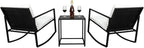 Outvita 3-Piece Rocking Bistro Set, Outdoor Wicker Patio Furniture Set with Glass Coffee Table Perfect for Outdoor Porch, Balcony and Garden (White)