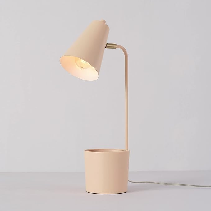 Globe Electric 30295 Taylor 18" Organizer Desk Lamp, Matte Pink, Brass Pivot Joint, On/Off Rotary Switch at Shade