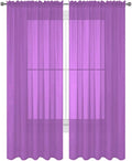 2 Piece Solid Elegant Sheer Curtains Fully Stitched Panels Window Treatment Drape (54" X 54", Lilac)