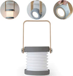 4-in-1 Foldable Table Lamp,USB Retractable LED Light,Wooden Handle Portable Lantern Light and Flashlight,Touch Control Dimmable 3 Level Brightness Night Light for Reading, Outdoor Camping (Grey)