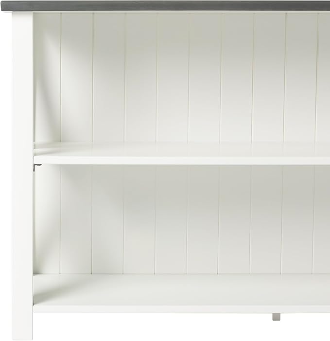 Walker Edison Solid Wood Farmhouse Storage Console, 52 Inch, White/Grey Wash