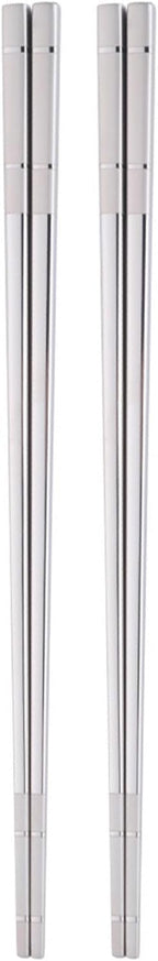 Reusable Stainless Steel Chopsticks,Dishwasher Safe , Easy to Use(2 PCS,Silver)