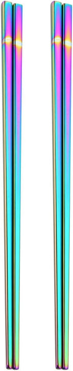 Stainless Steel Chopsticks,Reusable ,Dishwasher Safe , Easy to Use（2 PCS,Rainbow）