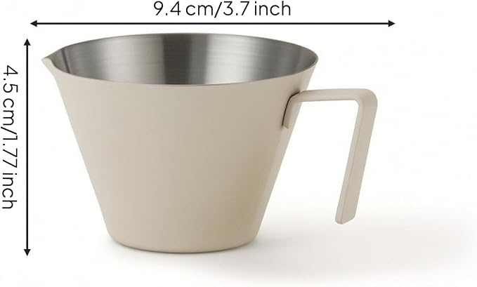 Coffee Measuring Device Espresso Measuring Cup Cup Pouring Cup With Ergonomic Side Handle And Suitable for home operations beverage labs tasting, Sand Beige, 100ML Single Spout
