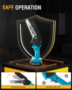 Mini Chainsaw Cordless 6-inch, NEOTEC Handheld Electric Chainsaw 4000mAh Battery Powered with Dual Security Lock, Mini Chain Saw for Tree Trimming Wood Cutting (2 Batteries+3 Chains+2 Bars)