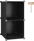C&AHOME Cube Storage, 2-Cube Organizer Units, Plastic Closet Storage Shelves, DIY Book Shelf, Modular Bookcase, Cabinet Ideal for Bedroom, Living Room, Home Office, 12.4" L x 12.4" W x 24.8" H Black