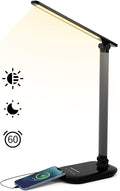 LED Desk Lamp, Table Lamp Reading Lamp with USB Charging Port, Desk Lamps for Home Office with 5 Color Temperature, 5 Brightness Levels, 1H Timer, Night Light, Desk Light for Bedroom