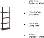 Furinno Turn-N-Tube 5-Tier Multipurpose Shelf / Display Rack / Storage Shelf / Bookshelf, Round Tubes, Dark Cherry/Black