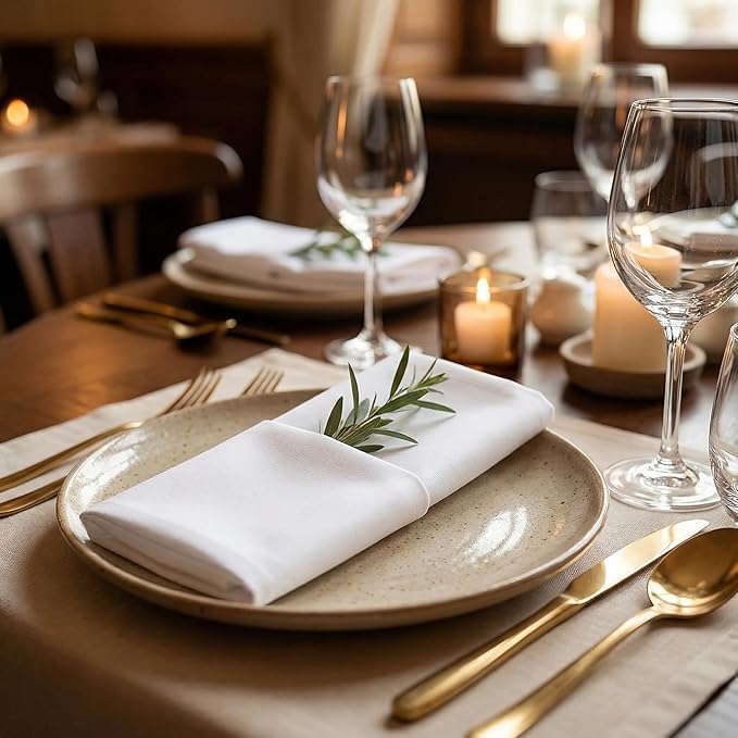 Urban Villa Cloth Napkins White Dinner 100% Cotton 18x18 Inches (Set of 6)