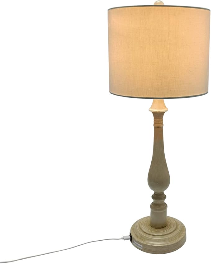 iPreferenceBedside Lamp with USB Port - Bedroom Dual Way LED Traditional Light Bulb Nightstand Lamp with Fabric Shade for Living Room, Dorm, Home Office (Light Bulb Not Included)