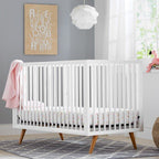 Contours Roscoe White Baby Crib, Standard Baby Crib, White Baby Crib, Converts from Baby Crib to Daybed, Fits Standard Full-Size Crib Mattress, Easy to Assemble - White