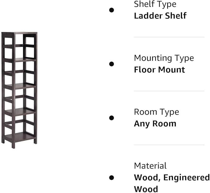 Winsome 4 tier Wood Leo model name Shelving, Small, Espresso