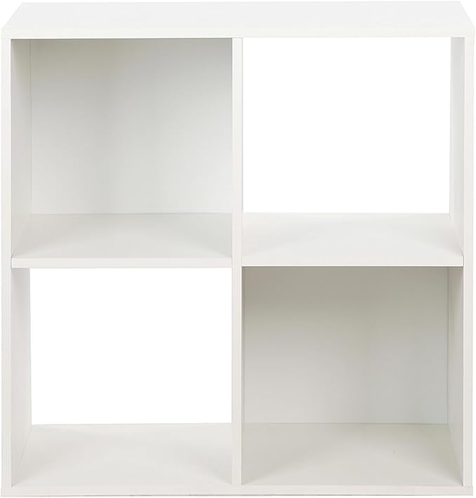 PACHIRA E-Commerce Wooden Storage Cubes Bookcase, Unit Shelf, Closet Cabinet, Organizer Rack in Living Room, Bedroom, Study, 4 Cube, White