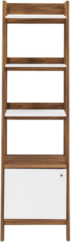 Modway Bixby Display Case, 21" Bookshelf, Walnut White