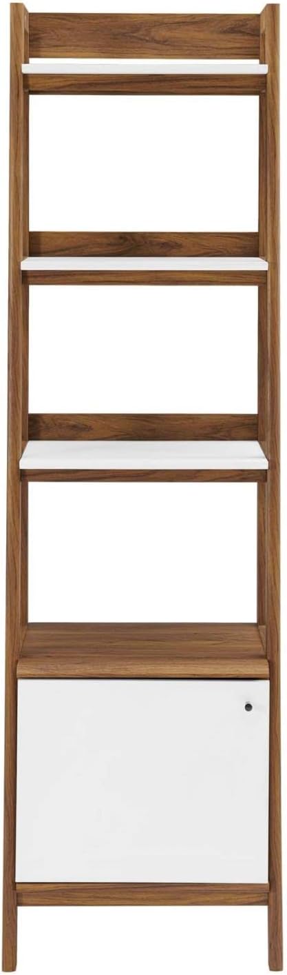 Modway Bixby Display Case, 21" Bookshelf, Walnut White
