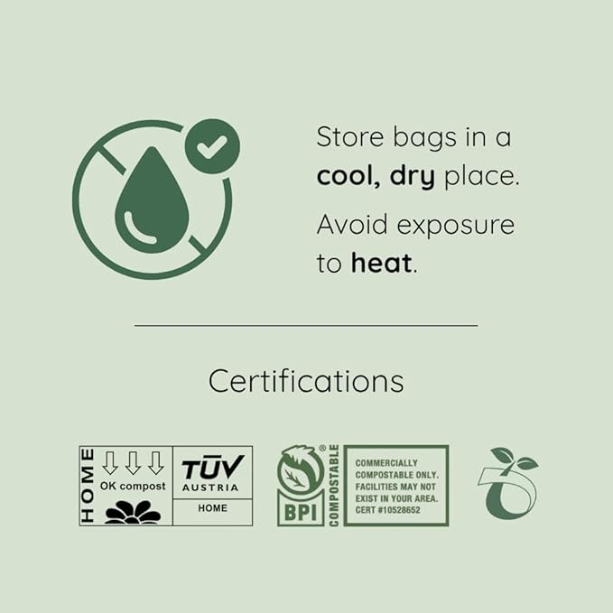 Compost Bags, Compostable Trash Bags 2.6 Gallon Compostable Bags 100 Count Small Compost Bags for Countertop bin Extra Thick 0.71 Mil. ASTM D6400 Certified By BPI and TÜV AUSTRIA