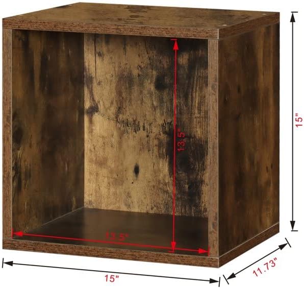 Magic DIY Cube Storage Organizer Stackable Cubes for Home Books Clothes Toy -Modular Cubby Storage System -Closet Organizer -Bookcase Closet (Antique brown, General Cube)