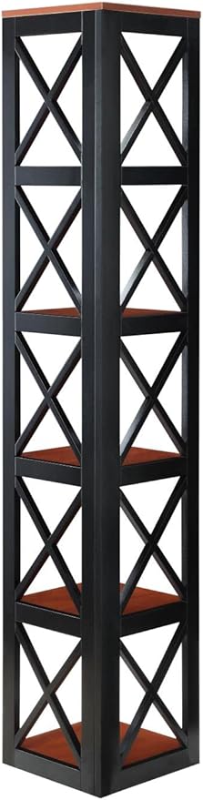 Convenience Concepts Oxford 5 Tier Corner Bookcase, Cherry / Black