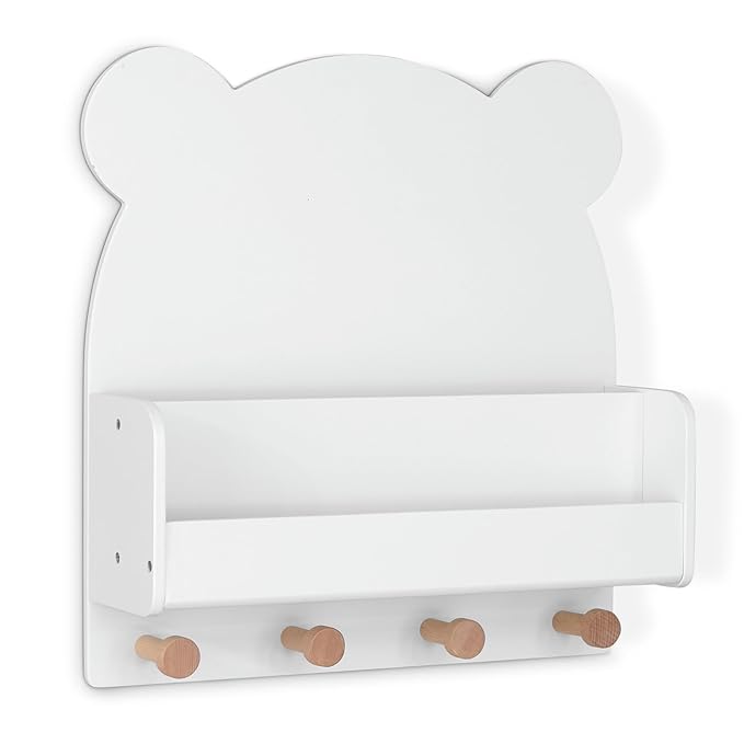 Delta Children babyGap Graham 4-in-1 Convertible Crib with Storage Drawer + Brannan Bear Bookcase with Bins + Brannan Bear Wall Shelf with 4 Hooks, Bianca White (Bundle)