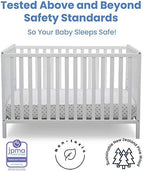 Delta Children Heartland 4-in-1 Convertible Crib, Bianca White + Delta Children Twinkle Galaxy Dual Sided Recycled Fiber Core Crib and Toddler Mattress (Bundle)