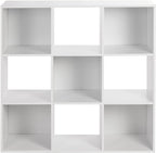 PACHIRA US Open Shelf Bookcase, 9 Cube White Storage Organizer Wood Display Shelf, Free Standing Cubby Bookcase Cabinet Divider Bookshelf Fits 11“ Storage Bin