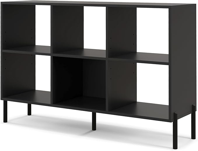 LOKO 6 Cube Bookcase, 3-Tier Floor Open Bookshelf with 5 Metal Legs, Cube Storage Organizer with Adjustable Shelves, Modern Display Shelving for Living Room, Study, Bedroom, Office (black)