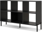 LOKO 6 Cube Bookcase, 3-Tier Floor Open Bookshelf with 5 Metal Legs, Cube Storage Organizer with Adjustable Shelves, Modern Display Shelving for Living Room, Study, Bedroom, Office (black)