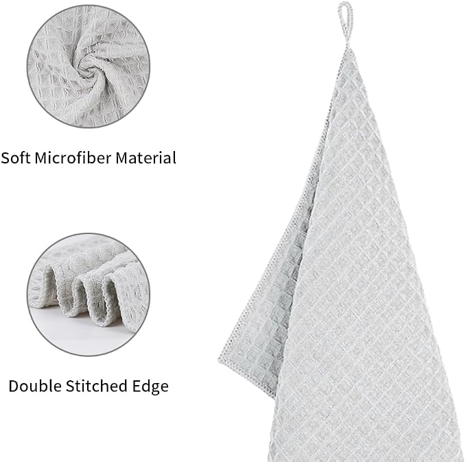 watchget Microfiber Cleaning Cloth,Barista Micro Towels 10 Pack Light Grey | Professional 12"x12" Lint-free Rags;Waffle Weave;Highly Absorbent Cleaning Towels for Espresso Steam Wands&Coffee Counters