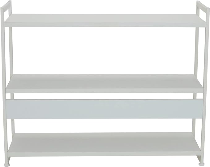 Household Essentials Jamestown Wide 3 Shelf Open Storage Bookshelf Scandinavian White and White Metal