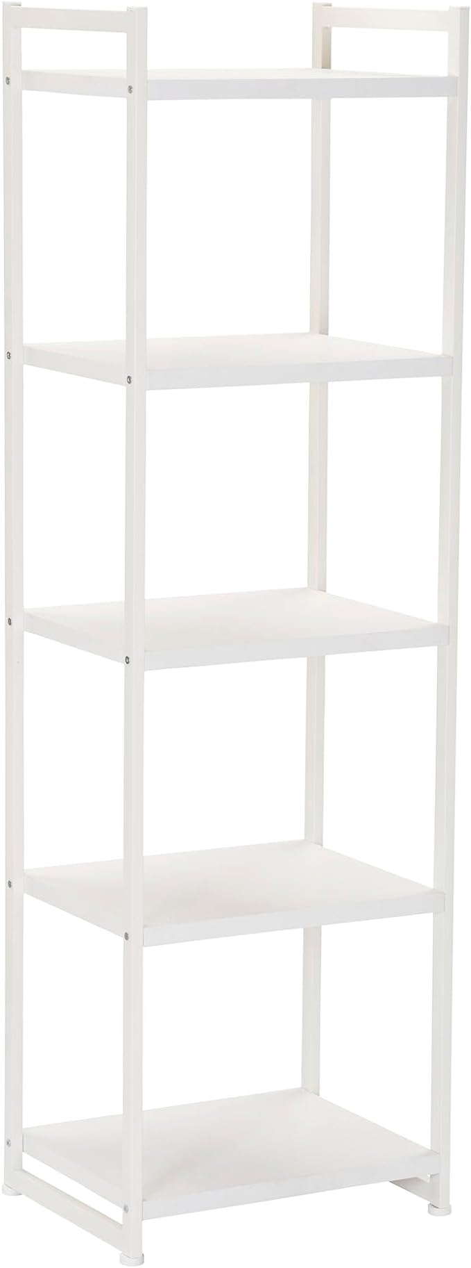 Household Essentials Jamestown Narrow 5 Shelf Open Storage Bookshelf Scandinavian White and White Metal