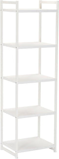Household Essentials Jamestown Narrow 5 Shelf Open Storage Bookshelf Scandinavian White and White Metal