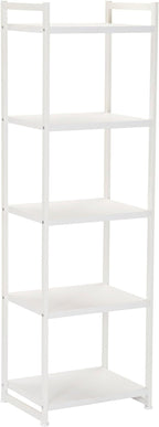 Household Essentials Jamestown Narrow 5 Shelf Open Storage Bookshelf Scandinavian White and White Metal
