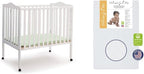 Delta Children Folding Portable Mini Baby Crib with 1.5-inch Mattress - Greenguard Gold Certified, White & Dream On Me Holly 3” Fiber Portable, Greenguard Gold Certified, White