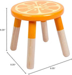 9 Inch Kids Solid Hard Wood Fruit Chair, Crafted Hand-Painted Wood with Assembled Four-Legged Sitting Stool, Bedroom, Playroom, Orange Furniture Stool for Toddler, Children, Boys, Girls(Orange)
