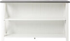 Walker Edison Solid Wood Farmhouse Storage Console, 52 Inch, White/Grey Wash