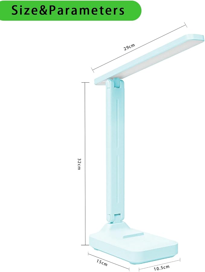 Desk lamp,LED Lamp,Touch Control,3 Color Modes,Eye-Protecting Table Lamp,Led Lights for Bedroom,Home,Office,Black (Medium Size, Blue)