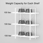 HSH 3 Tier White Bookshelf, Modern Small 3 Shelf Bookcase, Industrial Metal Wood Storage Shelves and Display Book Rack, Farmhouse Open Low Book shelf for Bedroom Living Room Office, White Oak