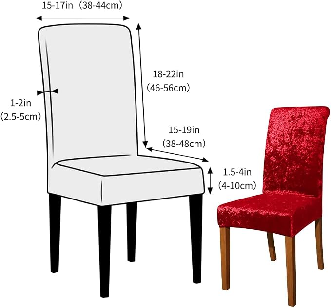 FORCHEER Chair Covers for Dining Chairs Set of 6,Velvet Burgandy Stretch Dining Room Chair Cover Kitchen Parsons Chair Slipcovers (Pack of 6, Velvet Burgandy)