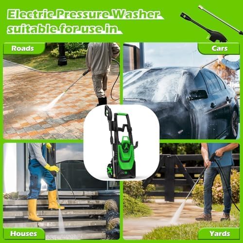 Pressure Washer -5000PSI Power Washer 500ML Foam Canno with Pressure Washers 4 Quick Connect Nozzles for Cars Patios Driveway