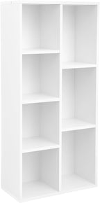 VASAGLE Bookcase, Bookshelf with 7 Compartments, Freestanding Shelves and Cube Organizer, for Display in Living Room, Bedroom, and Home Office, White ULBC27WT