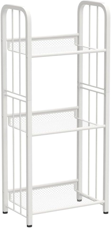 Bookshelf Storage Shelf Small Bookcase Freestanding Storage Stand for Living Room, Bedroom, Kitchen Rust Resistance, Easy Assembly Free Combination Multi-Functional Organizer (3 Tiers, White)