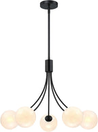 Bubble Chandelier, Modern Sputnik Dining Room 5-Light Chandelier with Black Finish and Glass Globes for Kitchen Bedroom Foyer and Living Room