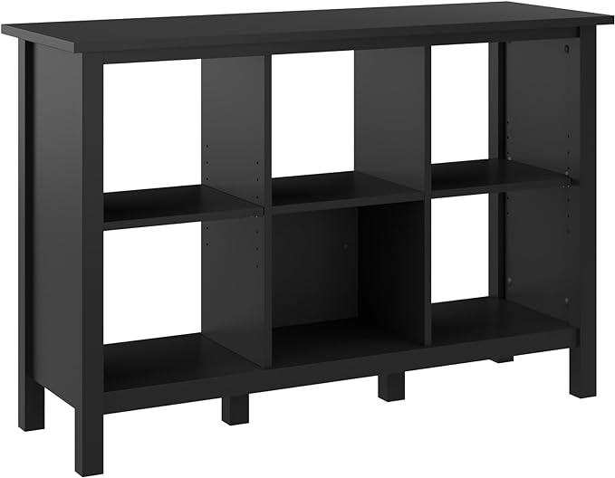 Bush Furniture Broadview 6 Cube Organizer in Classic Black | Storage for Home Office Workspace