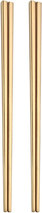 Stainless Steel Chopsticks,Reusable ,Dishwasher Safe , Easy to Use（2 PCS,golden）