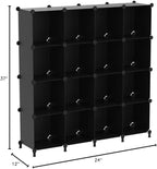 FUNLAX Cube Storage Shelf, 16 Storage Cubes Closet Organizers and Storage Portable Cube Storage Organizer Plastic Bookshelf Bookcase for Study Room, Bedroom, Office, Black