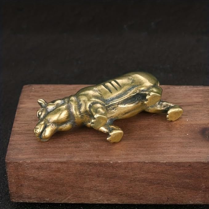 Vintage Solid Brass Hippo Figurine - Adorable Desk Decor for Collectors - Perfect Office or Home Accent(Hippo)
