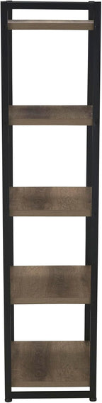 Household Essentials 5 Tier Storage Tower Metal, Grey Shelf – Black Frame, Ashwood